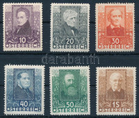 Ausztria 1931 Költők Mi 524-529 (Mi EUR 220,-) (527 kis rozsda / small stain)