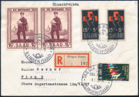 Saar 1955 Bélyegnap dekoratív ajánlott FDC értéklevél Bécsbe