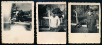 cca 1950-60 Határőrkatonák pisztollyal célzás közben és kutyákkal, 3 db fotó, sarkaiban törésekkel, 8x6 cm