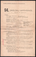 1917 M. kir 30. honvéd pótzászlóalj 94. napiparancs