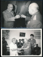 cca 1980-1985 Oláh István (1926-1985) vezérezredes, honvédelmi miniszter (1984-1985) külföldi látogatásokon, 3 db fotó, 18x12 cm