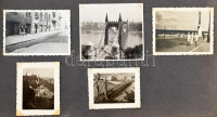 cca 1939 Kárpátaljai fotóalbum a visszacsatolás utáni gazdasági reintegráció időszakából (faipar fejlesztése, stb.), össz. 105 db fotó, feliratozva, közte néhány korabeli budapesti felvétel is. Megviselt fa borítású albumban.