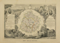 cca 1850 Départment du Sarthe (Franciaország) megye térképe, Atlas National Illustre, 42x28 cm. beszakadással / cca 1850 Map of Départment du Sarthe (France), Atlas National Illustre, with tear 42x28 cm