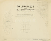 1963 Gölleharaszt község belterületének és zártkertjének ideiglenes nyilvántartási térképe, 1 : 2880, ÁFTH Kartográfiai Vállalata, feltekerve, kisebb lapszéli szakadással, 74,5x59 cm