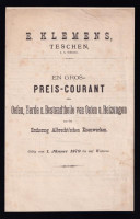 1879 E. Klemens, Teschen kályha, tűzhely stb. árjegyzék, 6p