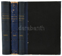 Czedler Márton: Protestáns egyházi figyelő 2., 3., 4. évfolyamok 3 kötetben. Nagybánya, 1880-1884 Molnár testvérek. Kiadói egészvászon kötésben, kissé kopott.