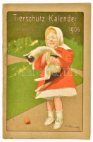 1906 Tierschutz-Kalender, Wiener Tierschutz-Verein, a bécsi állatjóléti szövetség illusztrált naptára / kiadványa, német nyelvű, 40 p.