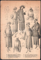cca 1930 Art deco női divatok, 10 fekete-fehér kép, német ny. feliratokkal. Ofszet, papír. Lap széle helyenként kissé sérült. Kissé foltos. 37,5x26 cm.