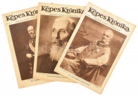 1931 Képes Krónika XIII. évf. 16., 17., 23. számai (3 db), a címlapokon gróf Bethlen István, gróf Apponyi Albert és Szmrecsányi Lajos egri érsek