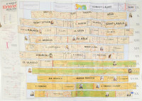 2001 A magyar történet áttekintése a honfoglalás idejétől, grafikus időrendi tábla, hajtott, 87,5x66 cm
