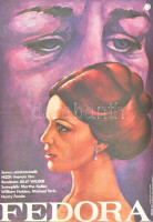 1979 Sóvári Katalin (?-?): Fedora, színes, szinkronizált NSZK-francia film, film plakát, MOKÉP, Bp., Zrínyi-ny., hajtásnyomokkal, kis szakadással, 60x40 cm