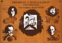 1975 'Ereszt el a szakállamat!', Színes filmkomédia c. film plakátja, írta és rendezte: Bacsó Péter, főszereplők: Kállai Ferenc, Major Tamás, Helyey László, MOKÉP, Magyar Hirdető, hajtásnyomokkal, 49x69 cm