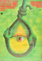 1981 Pécs Péter (1950-): A bíró és a hóhér, Friedrich Dürrenmatt elbeszélése nyomán készült színes, szinkronizált NSZK bűnügyi film, film plakát, rendezte: Maximilian Schell, főszereplő: Jon Voight, MOKÉP, Magyar Hirdető, Bp.,