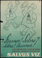 'Szervusz Salvus' salvusvíz kisplakát, lyukasztással, szakadással, 23,5×16,5 cm