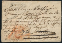 1825 Levél Pestre, majd továbbküldve Irsára 12kr portóval / Unpaid cover 'ESSEGG' - Pesth, redirected to Irsa