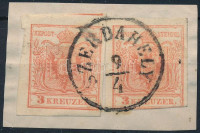 1850 2 x3kr MP III 'SZERDAHELY'