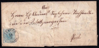 1851 9kr I. tipusú lemezhibás bélyeg levélen 'SÁRVÁR'