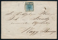 ~1854 9kr távolsági levélen / on domestic cover 'PESTH' + 'DEBRECZEN' - Nagybánya