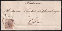 1857 6kr MP III. levélen 'OEDENBURG' - Vöslau (hajtott / folded)
