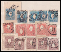 1858 5-5 db 5kr, 10kr és 15kr klf bélyegzésekkel