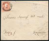 ~1860 5kr lemezhibával levélen / with plate flaw on cover 'WAITZEN' - Horpács