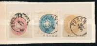 1864 5kr, 10kr és 15kr 1-1 kivágáson