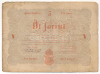 1848. 5Ft 'Kossuth bankó' vörösesbarna T:F folt, kis anyaghiány Adamo G109