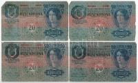 1913. 20K fekete 'ROMANIA TIMBRU SPECIAL' felülbélyegzéssel (4db) T:F,VG kisebb anyaghiányAdamo K17