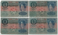 1913. 20K fekete 'ROMANIA TIMBRU SPECIAL' felülbélyegzéssel (4db) T:F,VG kisebb anyaghiányAdamo K17