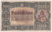 1923. 10.000K 'Orell Füssli Zürich' nyomdahely jelöléssel, piros sorozat-és sorszámmal 'C205 013476' T:F,VG Adamo K42