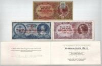 1930-1946. 100P-100.000BP (7xklf) mindegyik bankjegy 'Forradalmaink Pénzei Kiállítás Kecskemét, 1969. március 23-30' felülbélyegzéssel, a 'Forradalmaink Pénzei' c. kiállítás meghívójával T:UNC-F