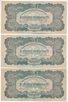 1944. 20P 'A Vöröshadsereg Parancsnoksága' (3x) közeli sorszámúak T:UNC,AUAdamo P45