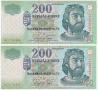 2003. 200Ft (2x) sorszámkövetők 'FB 0050496 - FB 0050497' T:UNC