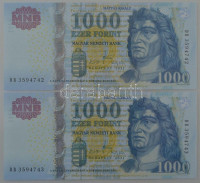 2011. 1000Ft (2x) sorszámkövetők 'DB 3594742 - DB 3594743' T:UNC