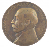 Berán Lajos (1882-1943) 1914. 'ÉBERSZ KÁROLYNAK A M. KIR. FÖLDMIVELÉSÜGYI MINISTERIUM SZÁMVEVŐSÉGE' egyoldalas bronz emlékérem (60mm) T:2 patinaHP 1159.