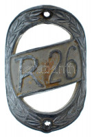 DN 'R26' kerékpár vázra szerelhető festett Al jelvény (36x51mm) T:2,2- kopott festésND 'R26' painted Al badge that can be mounted on a bicycle frame (36x51mm) C:XF,VF worn painting