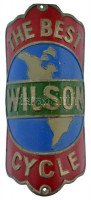 DN 'The Best Wilson Cycle' kerékpár vázra szerelhető festett fém jelvény (34x82mm) T:2ND 'The Best Wilson Cycle' painted metal badge that can be mounted on a bicycle frame (34x82mm) C:XF