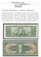 Brazília 1967. 10C '1 CENTAVO' felülbélyegzéssel (2x), német nyelvű leírással T:I-Brazil 1967. 10 Cruzeiros with '1 CENTAVO' overprint (2x), with german description C:AUKrause 183