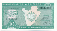 Burundi 2005. 10Fr 'BT 844160' T:IBurundi 2005. 10 Francs 'BT 844160' C:UNCKrause P#33e