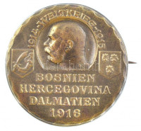 Osztrák-Magyar Monarchia 1916. 'Bosznia-Hercegovina Dalmácia - Világháború 1914-1915' bronz lemezjelvény, hátoldalon 'ATEILER G. GÜRSCHNER WIEN VII/2 LINDENGASSE 9' gyártói jelzéssel (32mm) T:1-Austro-Hungarian Monarchy 1916.