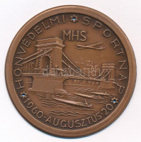 1960. 'Honvédelmi Sportnap MHS - 1960. augusztus 20' bronz lemezjelvény, három darab lyukkal rögzítéshez (62mm) T:1