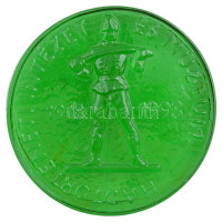 1998. 'Hadtörténeti Intézet és Múzeum 1918 - 1998' egyoldalas, zöld üvegplakett (~104-105mm) T:1