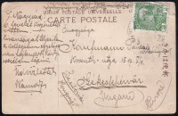 1912 Képeslap Kínából Székesfehérvárra sérült osztrák bélyeggel bérmentesítve 'K.u.K. MA(RINEDETACH)EMENT in PEKING'