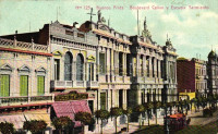 Buenos Aires, Boulevard Callao, Escuela Sarmiento, Tintoreria los Mil Colores / street, school, omnibus, shop (EK)