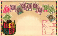 Fiji - set of stamps, Ottmar Zieher's Carte Philatelique No. 82. litho