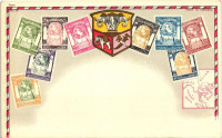 Siam - set of stamps, Ottmar Zieher's Carte Philatelique No. 70. litho