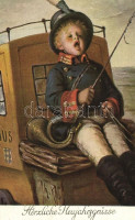 Deutsche Kunst. Der kleine Postillon / New Year, German postal carriage s: Hermann Kaulbach