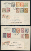 1915 Hadi segély sor a normál feliratú 60f nélkül 2 db ajánlott levélen Pozsonyból a bécsi Friedl bélyegháznak