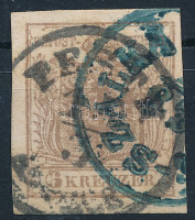 1850 6kr kék '(MÁT)É-SZÁLKA' (Gudlin 800 pont) + 'PESTH'