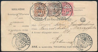 1912 Távbeszélőjegy 3 színű bérmentesítéssel